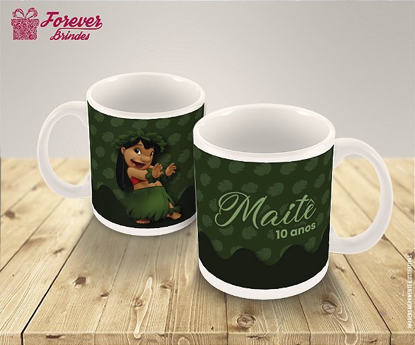 Caneca de Porcelana Personalizada Aniversário Stitch