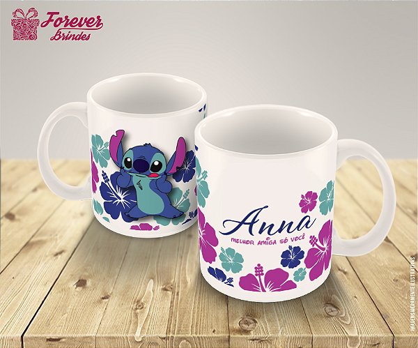 Caneca de Porcelana Personalizada Aniversário Stitch