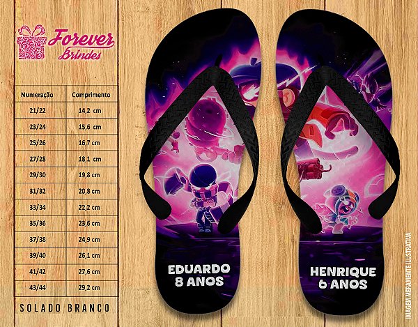 Chinelo Personalizado Aniversário Brawl Stars