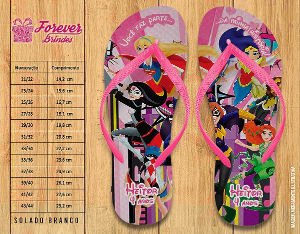 Chinelo Personalizado Aniversário Heróis