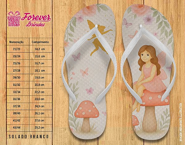 Chinelo Personalizado Aniversário Jardim das Fadas