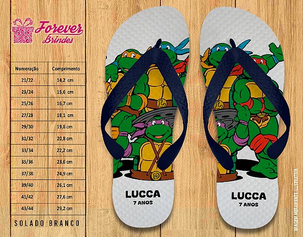 Chinelo Personalizado Aniversário Tartaruga Ninja