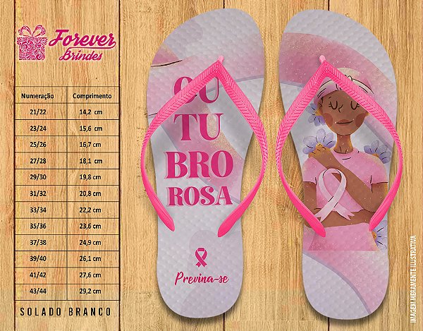 Chinelo Personalizado Outubro Rosa