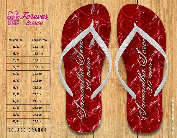 Chinelo Personalizado Aniversário Cereja 30 anos