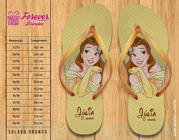 Chinelo Personalizado Aniversário Bela e a Fera