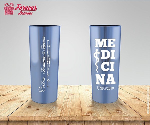 Copo Long Drink Metalizado Medicina com Logo