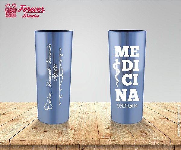 Copo Long Drink Metalizado com Logo Medicina