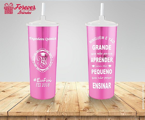 Copo Long Drink com Tampa e Canudo Metalizado Engenharia Química