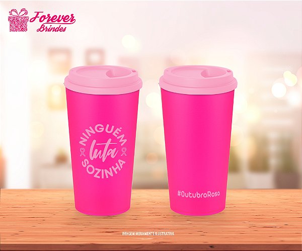 Copo Ecológico Café Personalizado Outubro Rosa