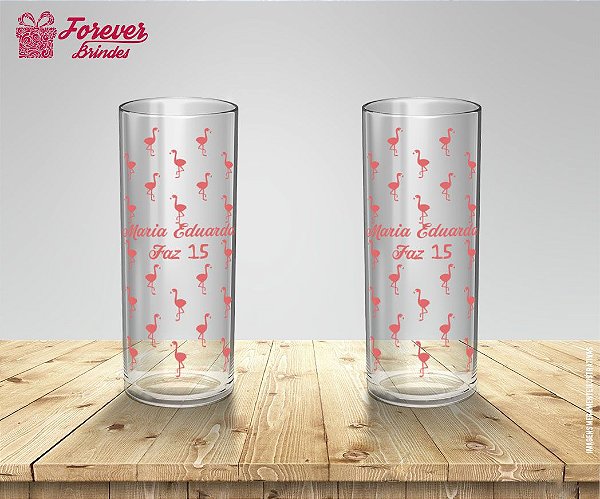 Copo Long Drink Personalizado de Flamingo