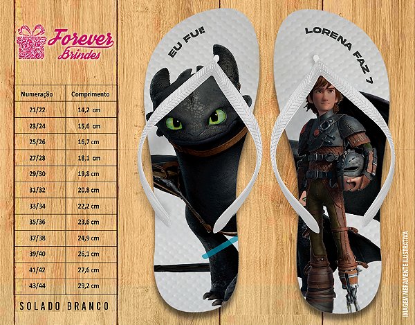 Chinelo Personalizado Aniversário Como Treinar Seu Dragão