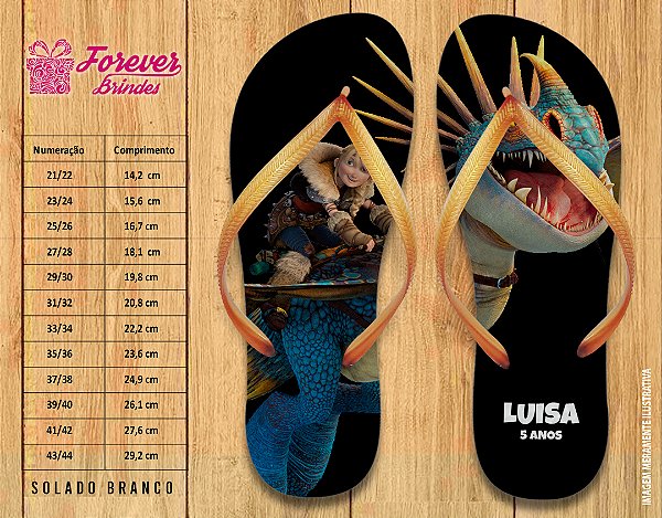 Chinelo Personalizado Aniversário Como Treinar Seu Dragão