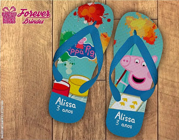 Chinelo Personalizado de Aniversário da Peppa Pig