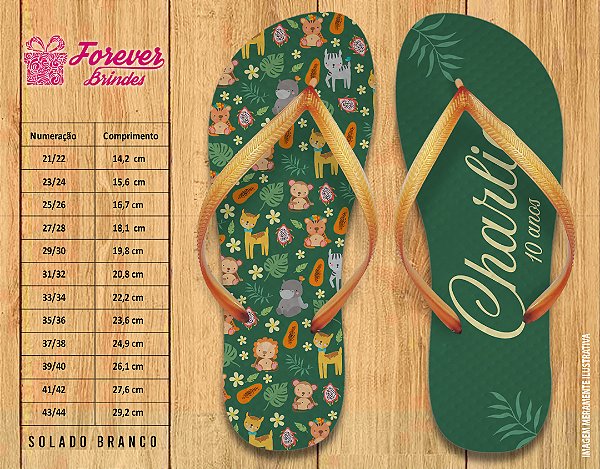 Chinelo Personalizado Aniversário de bichinhos - animais