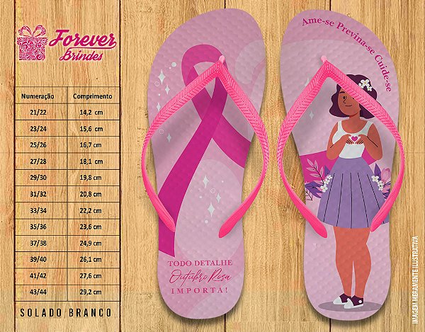 Chinelo Personalizado Outubro Rosa
