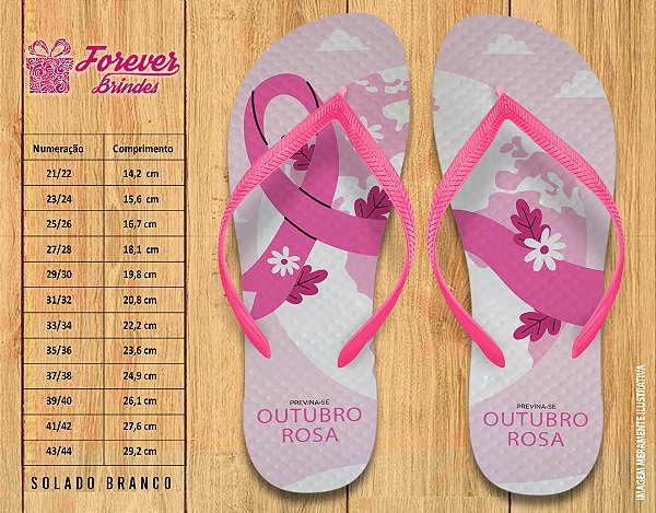 Chinelo Personalizado Outubro Rosa