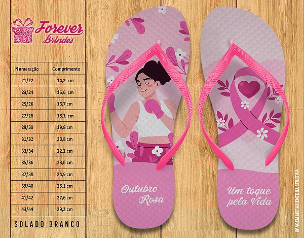 Chinelo Personalizado Outubro Rosa
