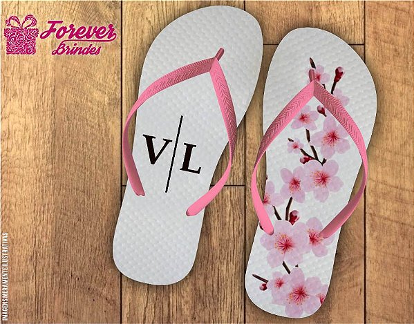 Chinelo Personalizado de Casamento Com Florzinhas