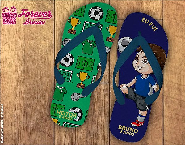 Chinelo Personalizado De Aniversário Tema Futebol