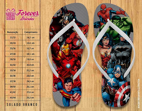 Chinelo Personalizado Aniversário Heróis