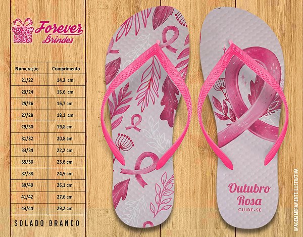 Chinelo Personalizado Outubro Rosa