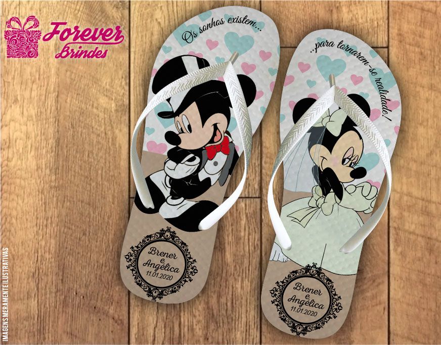 Chinelo de Casamento Mickey e Minnie