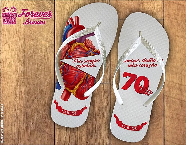 Chinelo Personalizado Aniversário de 70 Anos