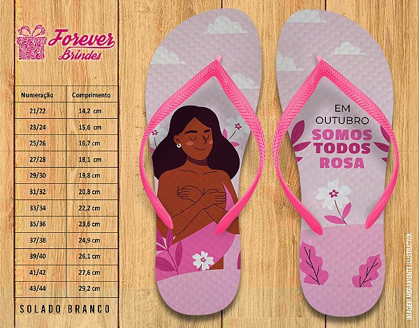 Chinelo Personalizado Outubro Rosa