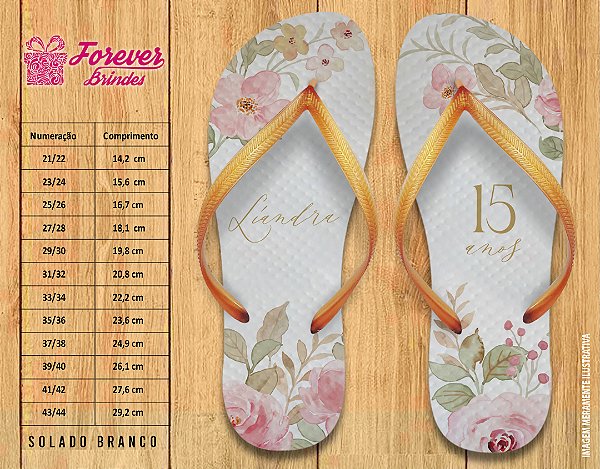 Chinelo Personalizado Aniversário de 15 anos