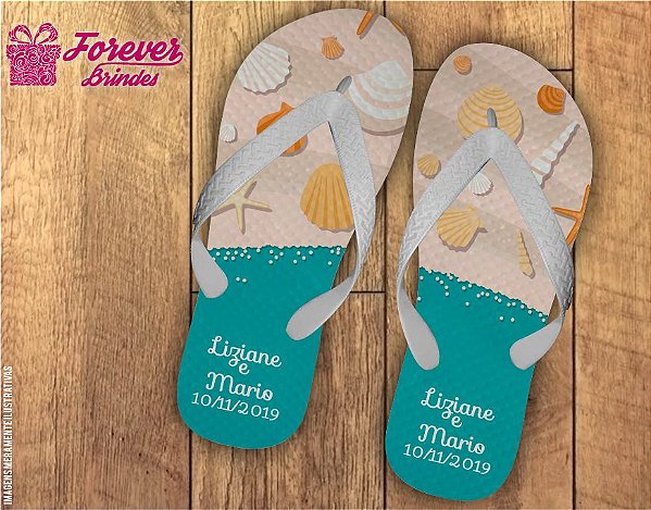 Chinelo De Casamento Personalizado Na Praia