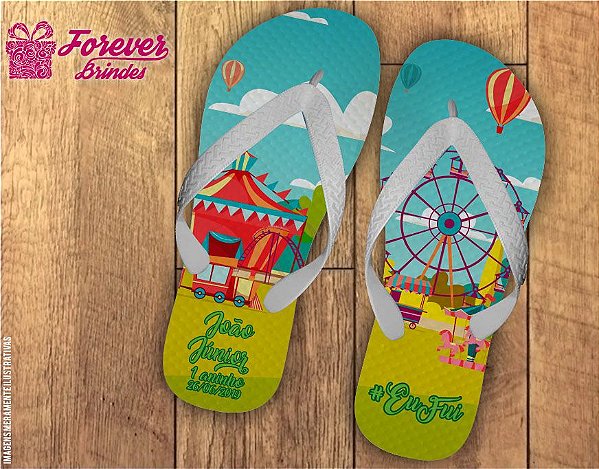 Chinelo Personalizado De Aniversário Infantil