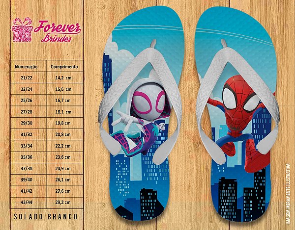 Chinelo Personalizado Aniversário GWEN E HOMEM ARANHA
