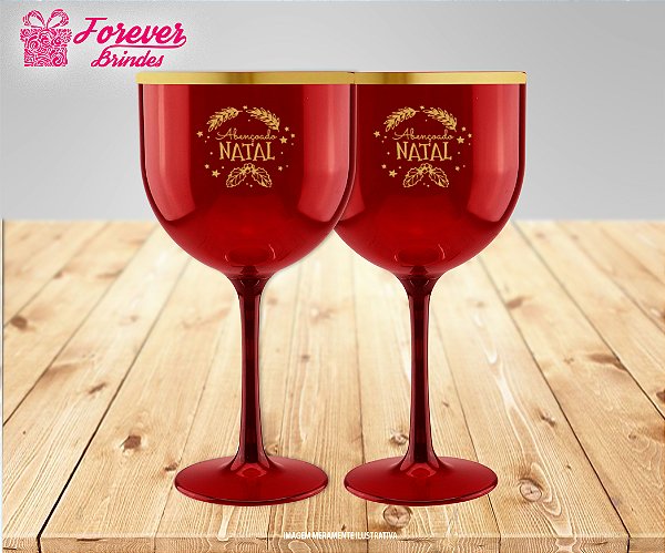 Taça De Gin Borda Metalizada Natal