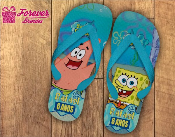 Chinelo Personalizado Aniversário Do Bob Esponja