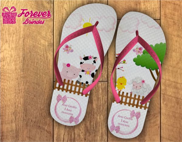 Chinelo Personalizado Aniversário Fazendinha