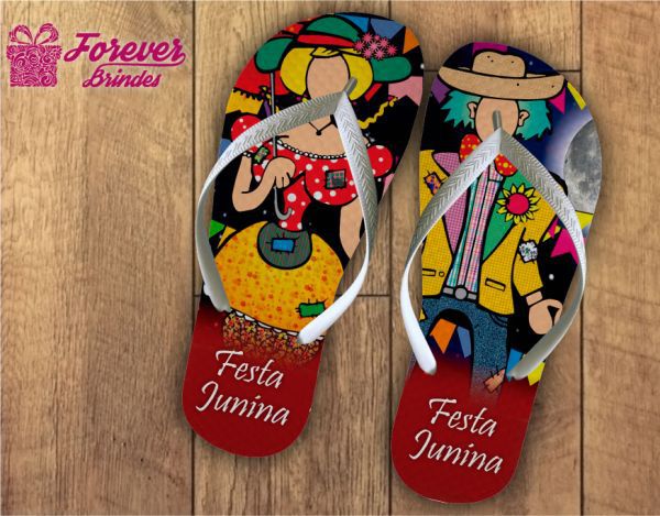 Chinelo Personalizado Festa Junina Bonecos