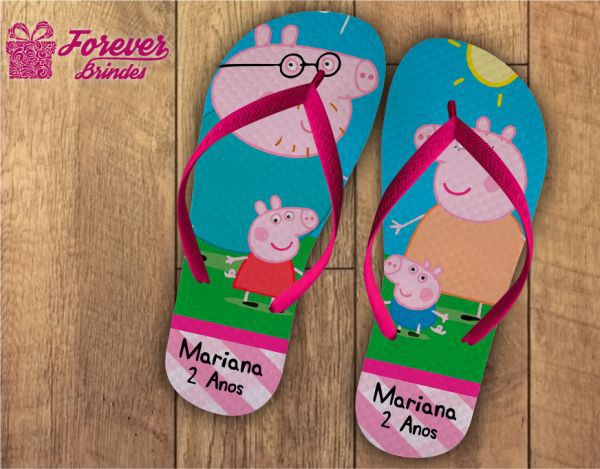 Chinelo Personalizado De Aniversário Da Peppa Pig