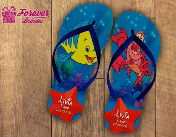 Chinelo Personalizado Aniversário Da Princesa Ariel