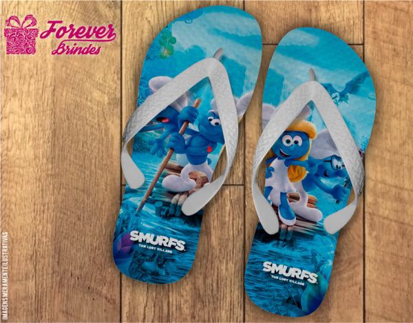 Chinelo Personalizados De Aniversário Smurfs