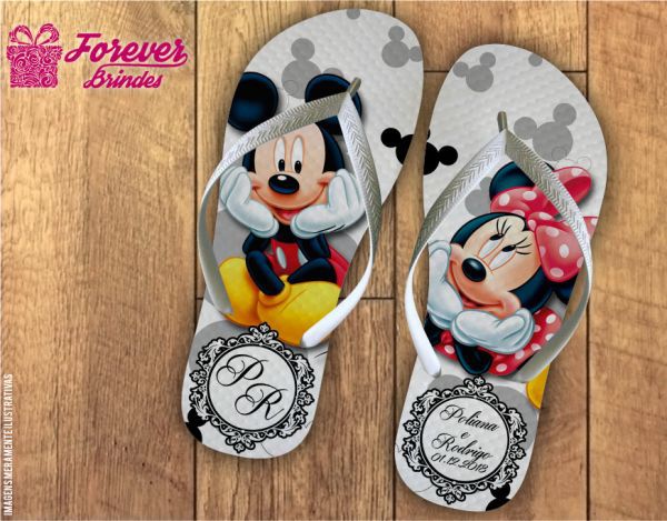 Chinelo Personalizado Dia Dos Namorados Mickey Minnie