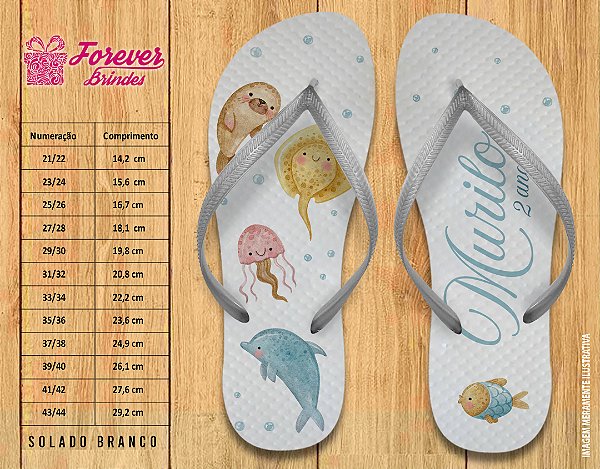 Chinelo Personalizado Aniversário Fundo do Mar