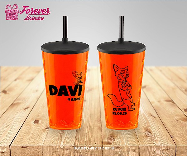 Copo Twister Personalizado Aniversário Zootopia