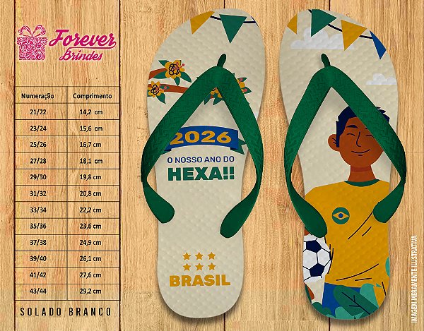 Chinelo Personalizado Copa do Mundo futebol