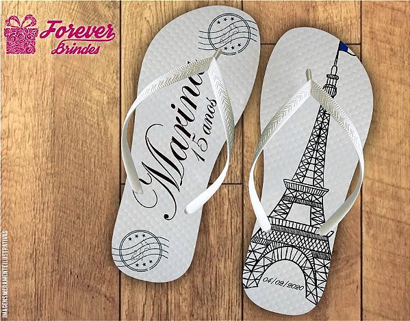 Chinelo Personalizado De 15 Anos Torre Eiffel