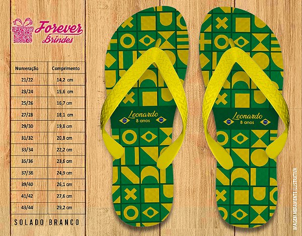 Chinelo Personalizado Aniversário Copa do mundo Futebol