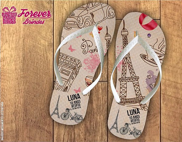 Chinelo Personalizado Paris De Aniversário