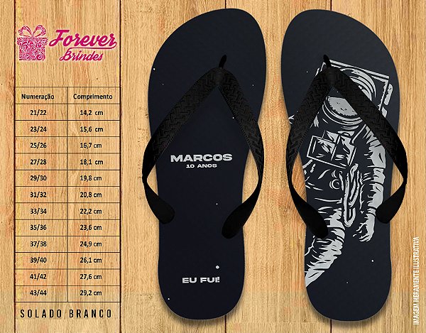 Chinelo Personalizado Aniversário Astronauta no Universo