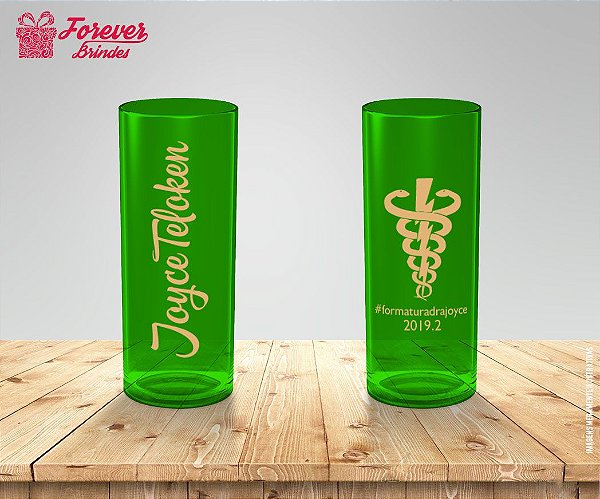 Copo Long Drink Verde Personalizado De Fisioterapia