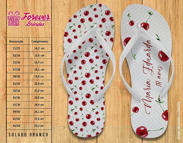 Chinelo Personalizado Aniversário Cherry | Cereja