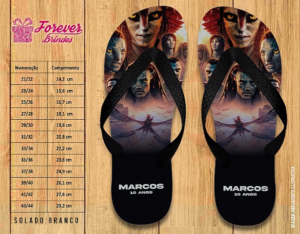 Chinelo Personalizado Aniversário Avatar Fogo e CInza